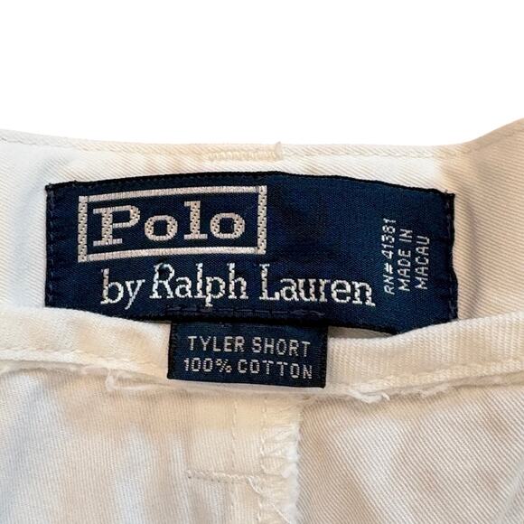 Vintage Polo Ralph Lauren Shorts Mens 36 White Tyler Chino Twill Pleated Preppy - Picture 3 of 8